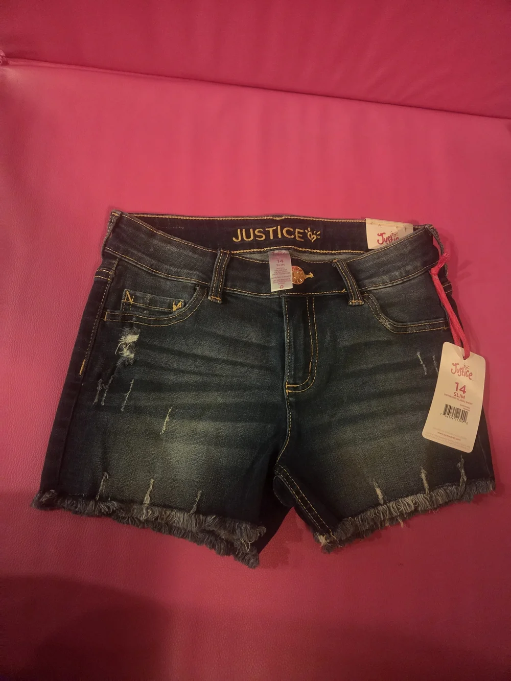 Justice Girls Dark Wash Denim Shorts - Navy Blue